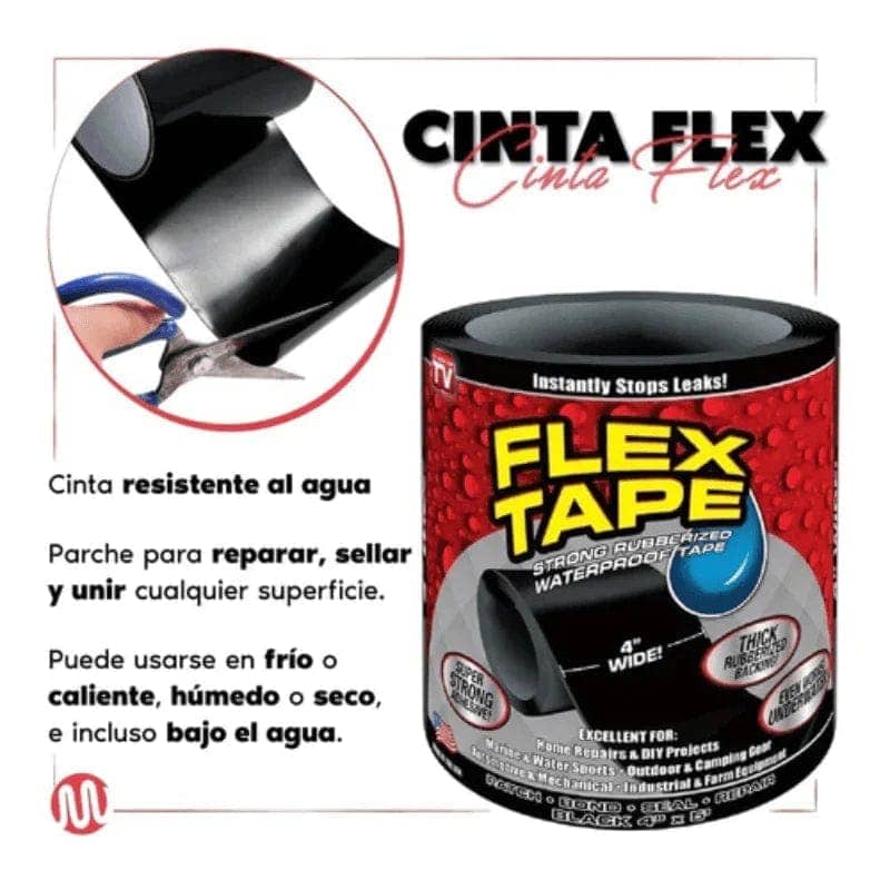 FLEX TAPE (CINTA FLEXIBLE E IMPERMEABLE DE GOMA) 1 ROLLO X 19.990 OFERTA Marblacks