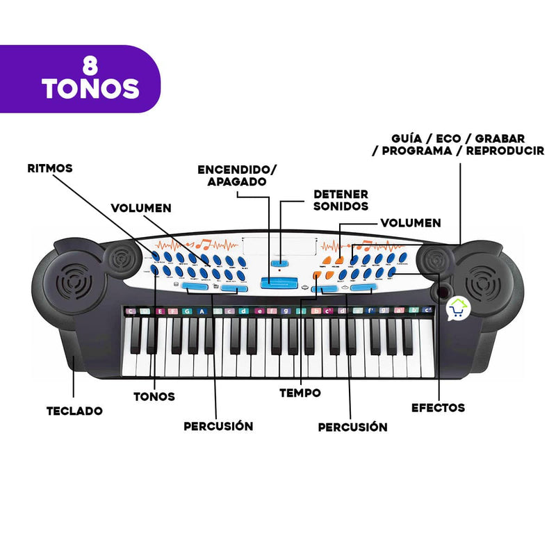 Piano Teclado Eléctrico Organeta + Micró