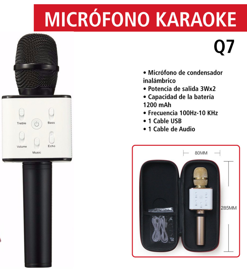 Micrófono Karaoke Parlante Q7 BT Sd