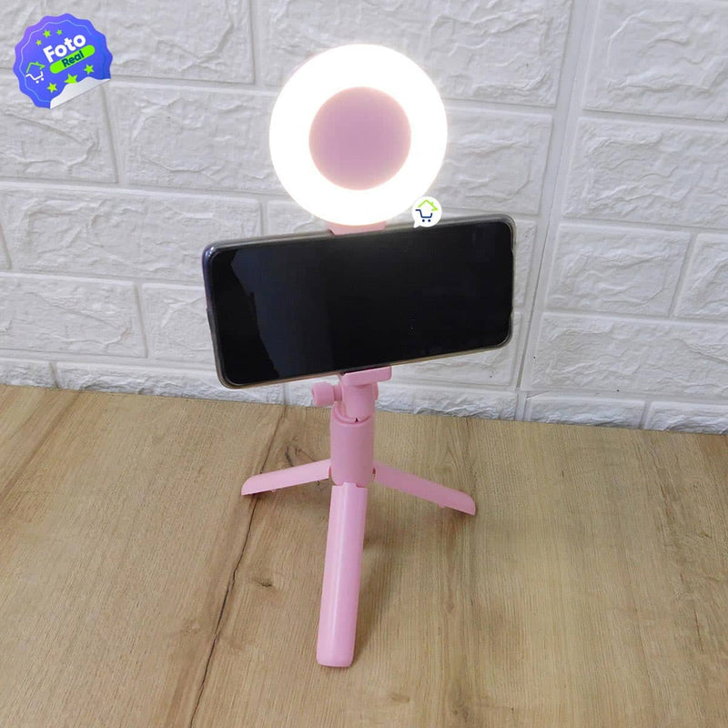 Trípode Selfie Stick Aro Luz LED Celular