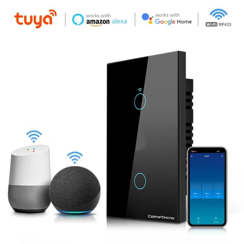 Interruptor Wifi Tactil Alexa Home 2Vias