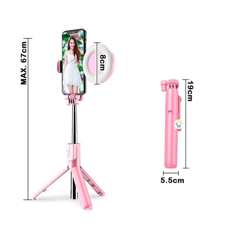 Trípode Selfie Stick Aro Luz LED Celular