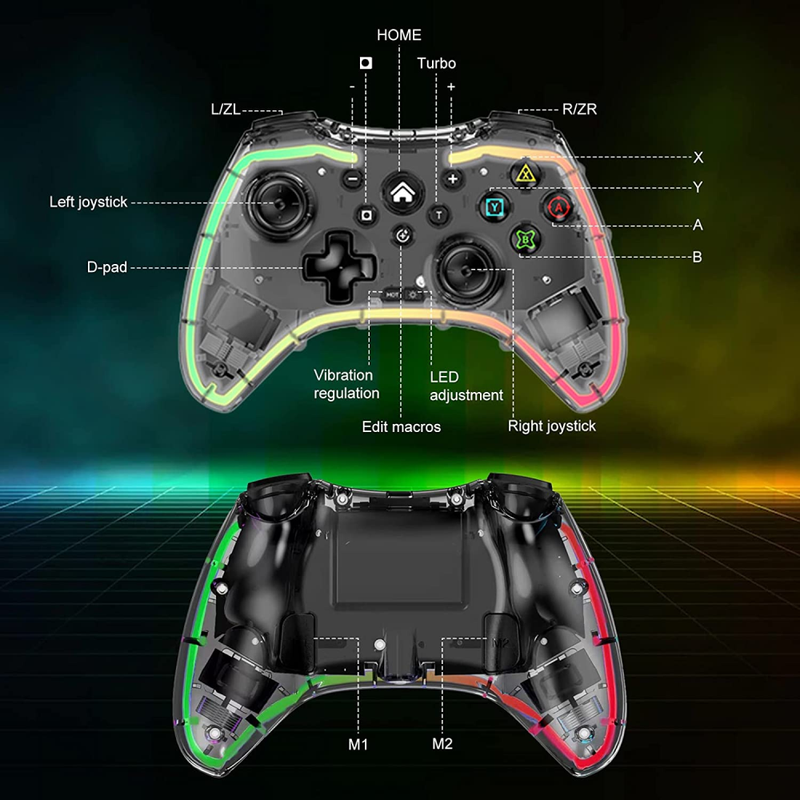 Control Gamepad Transparente Rgb Lh-3