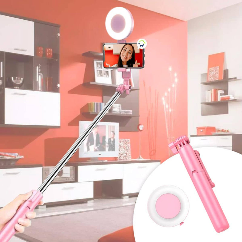 Trípode Selfie Stick Aro Luz LED Celular