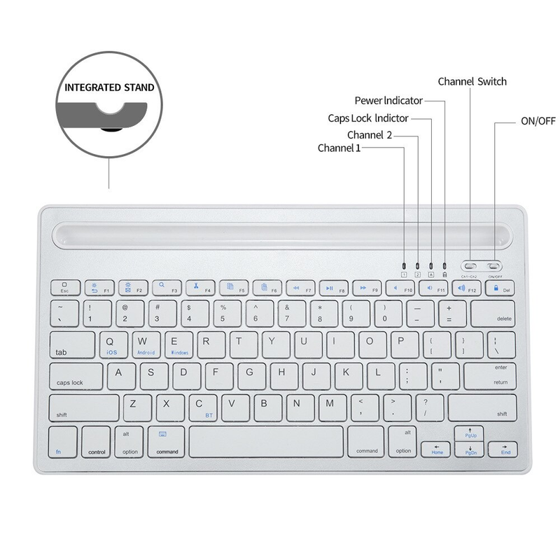 Teclado Inalambrico Recargable BT 2CanaL